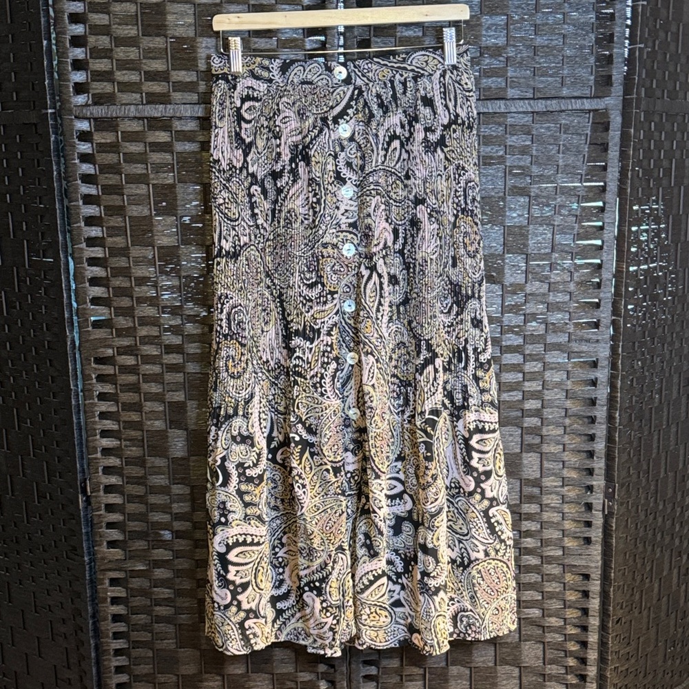 DANIEL RAINN Naomi Pleated Skirt Black Print Size Medium